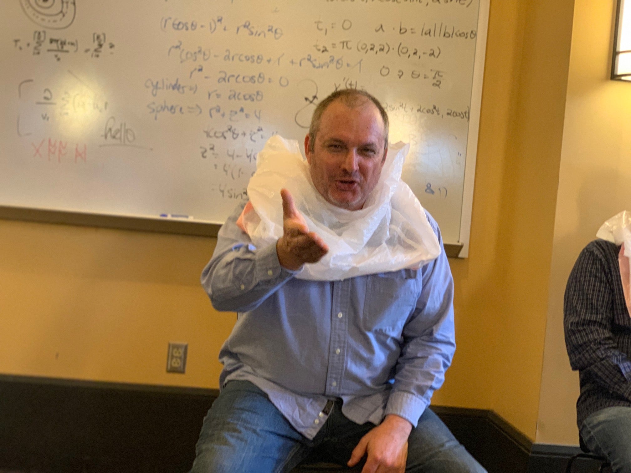 Dr. Jeffrey Wheeler ready for a pie to the face